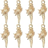 Beebeecraft 20Pcs Spiral Shell Charms, Small 0.65x0.24in 18K Gold Plated Brass Ocean Animals Pendant Charms with Hole for Summer Ocean Wind Theme DIY Jewelry Making