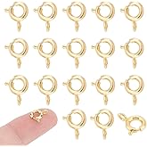 UNICRAFTALE 40pcs Real 18K Gold Plated Spring Ring Clasps 6mm Necklace Bracelet Connector Clasps Mini Brass Spring Ring Clasp Metal Jewelry Clasp for DIY Jewelry Making