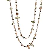 K-Elewon Colorful Irregular Beaded Long Necklace Bohemian Vintage Double-layer sweater chain Shell Beaded Long Necklace Boho Glass Beads Handmade Costume Jewelry for Women CH03