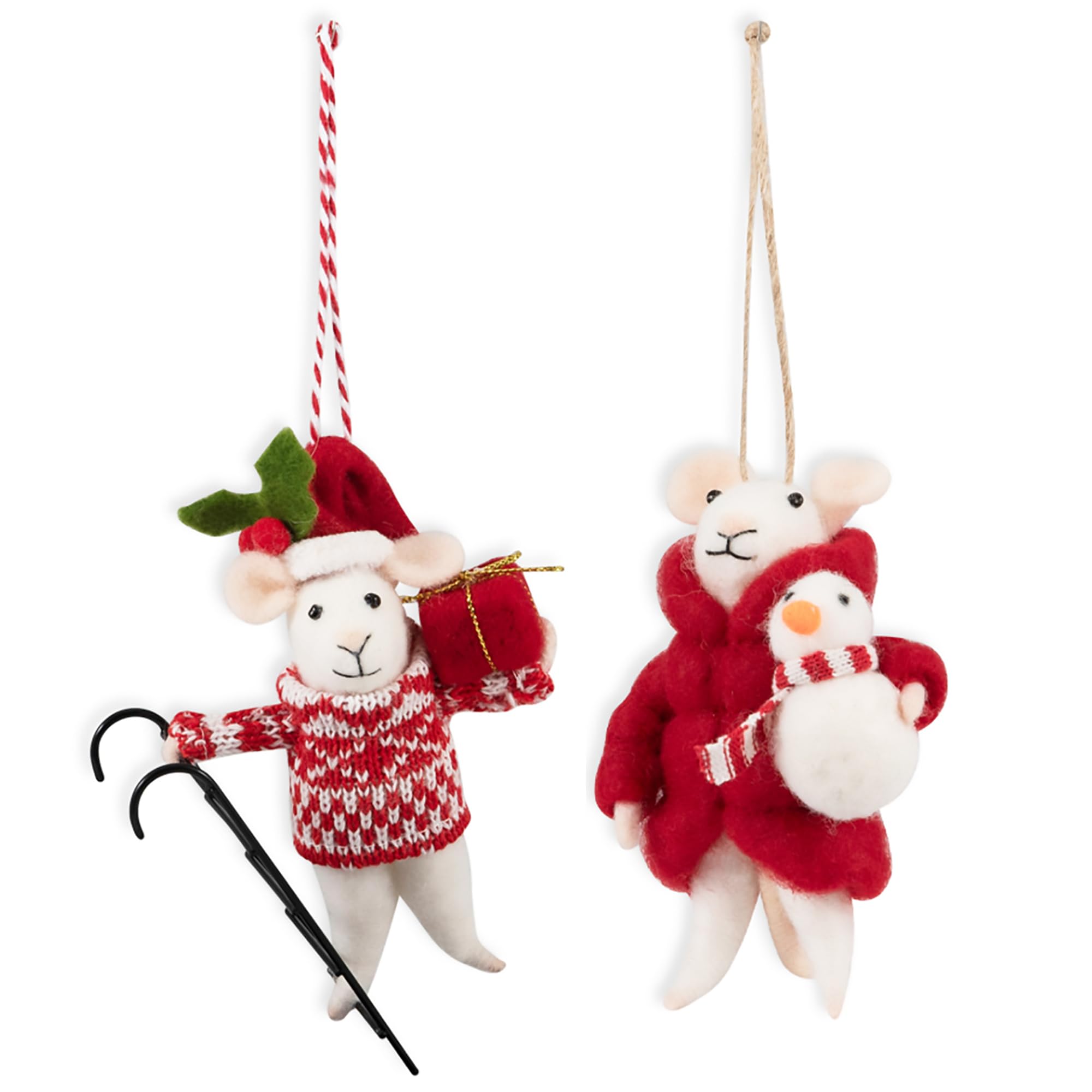 Trimits Needle Felting Mice Kit – Christmas Tree Decorations for Kids & Adults, Complete Craft Kit with Instructions, Wool Felt Set for Beginners, Homemade Gifts & DIY Baubles Embellishments