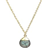 Gempires Natural Handmade Teardrop Gemstone Pendant Necklace Stylish Elegant Crystal Jewelry Hypoallergenic 18 Inch Gold Plated Unique Trendy Western Jewerly For Women