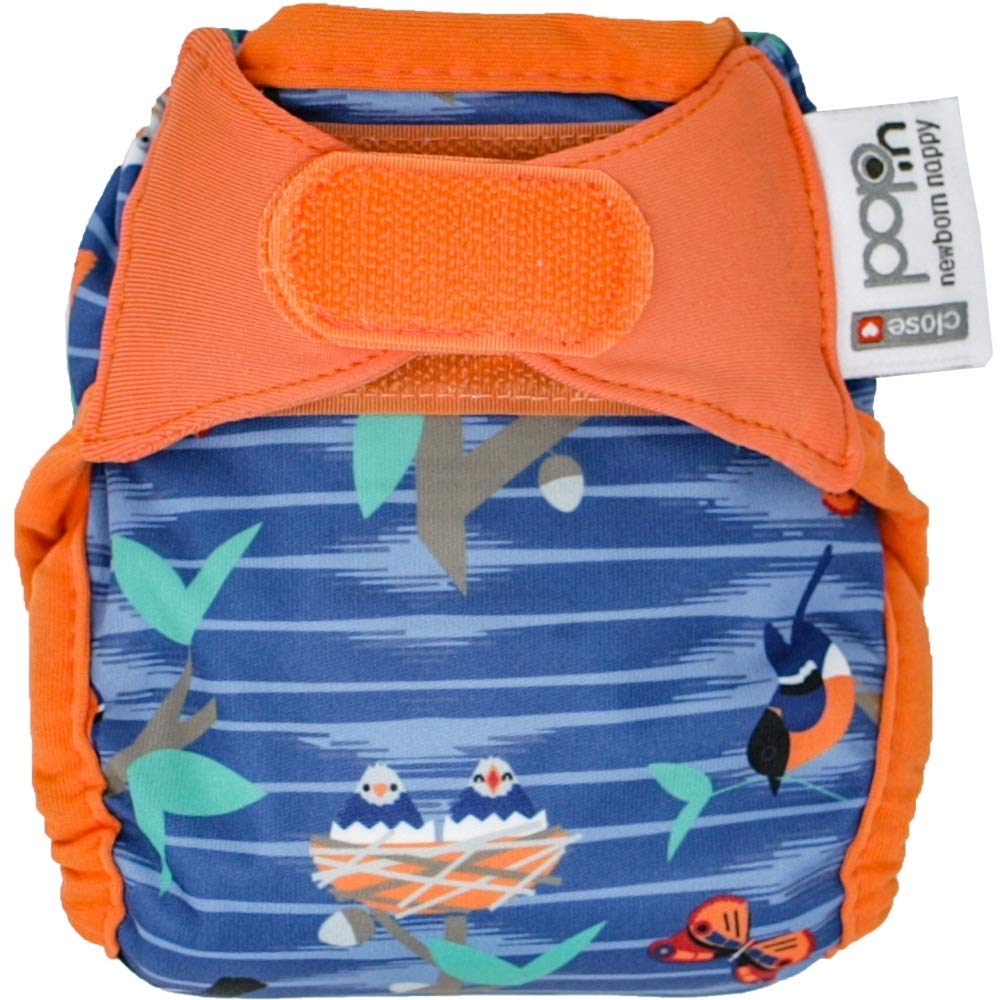 Close Pop-in Premium Bamboo Newborn Cloth Nappy - Soft Absorbent Reusable with Twilight Garden Print and Secure Aplix Fastener