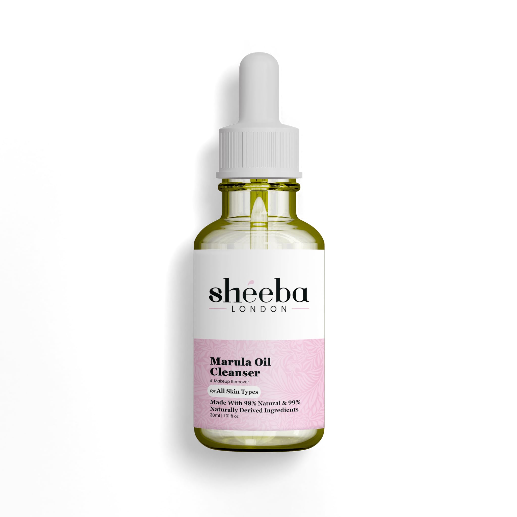 SHÉEBA LONDON Plantbased Vegan Marula Oil Cleanser for reducing acne and gently cleaning pores giving you a radiant and smooth moisturized skin. Dissolves Face and Eye-Makeup gently
