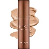 INIKA Organic BB Cream Foundation - Vegan Makeup with Hydrating Prickly Pear, Jojoba, and Pomegranate Seed Oil - Lightweight Glow for Balanced Skin Tone, Beige, 1 fl oz