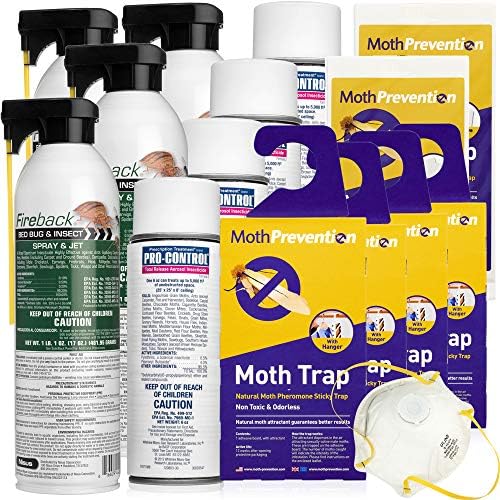 CLOTHES MOTH KILLER KIT - EXTREME POWER! With Clothes Moth Traps by MothPrevention - 6 Months Protection for Closet Clothing! - Includes Powerful Clothes Moth Trap x8, Foggers & Sprays