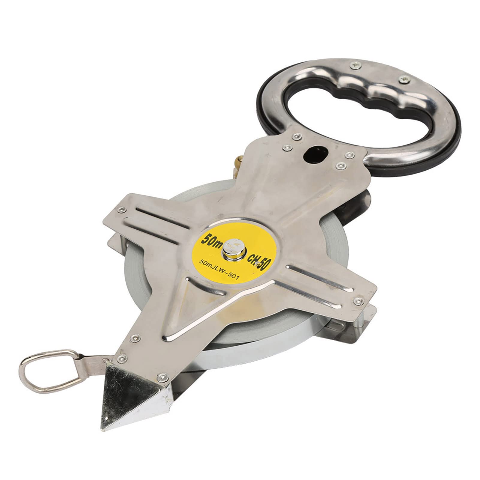 Wakects 50M Stainless Steel Tape Measure, Open Retractable Metric Construction Surveying Tool for Furniture Measuring