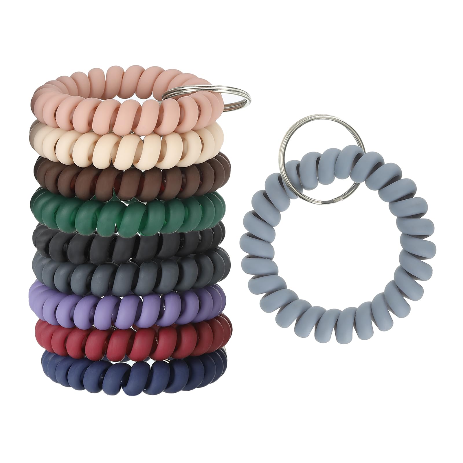 PATIKIL Wrist Coil Key Chain, 10Pcs Stretchable Spiral Wristband Key Holder Flexible Wristlet Key Ring for Sauna Pool Gym ID Badge Outdoor Sports