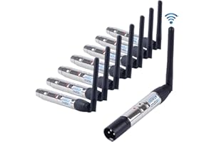 CHINLY 8pcs 2.4G DMX512 Wireless 1 Male Transmitter & 7 Female Receivers Control for Stage PAR Party Light