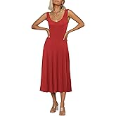 Urban CoCo Women's Summer Casual Sleeveless Flared Midi Dress Swing T-Shirt Dresses with Pockets