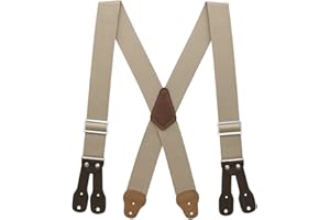 Suspender Store 2-Inch Wide Low-Stretch Logger Suspenders - Industrial Button - 5 Colors & 4 Sizes Including Big & Tall