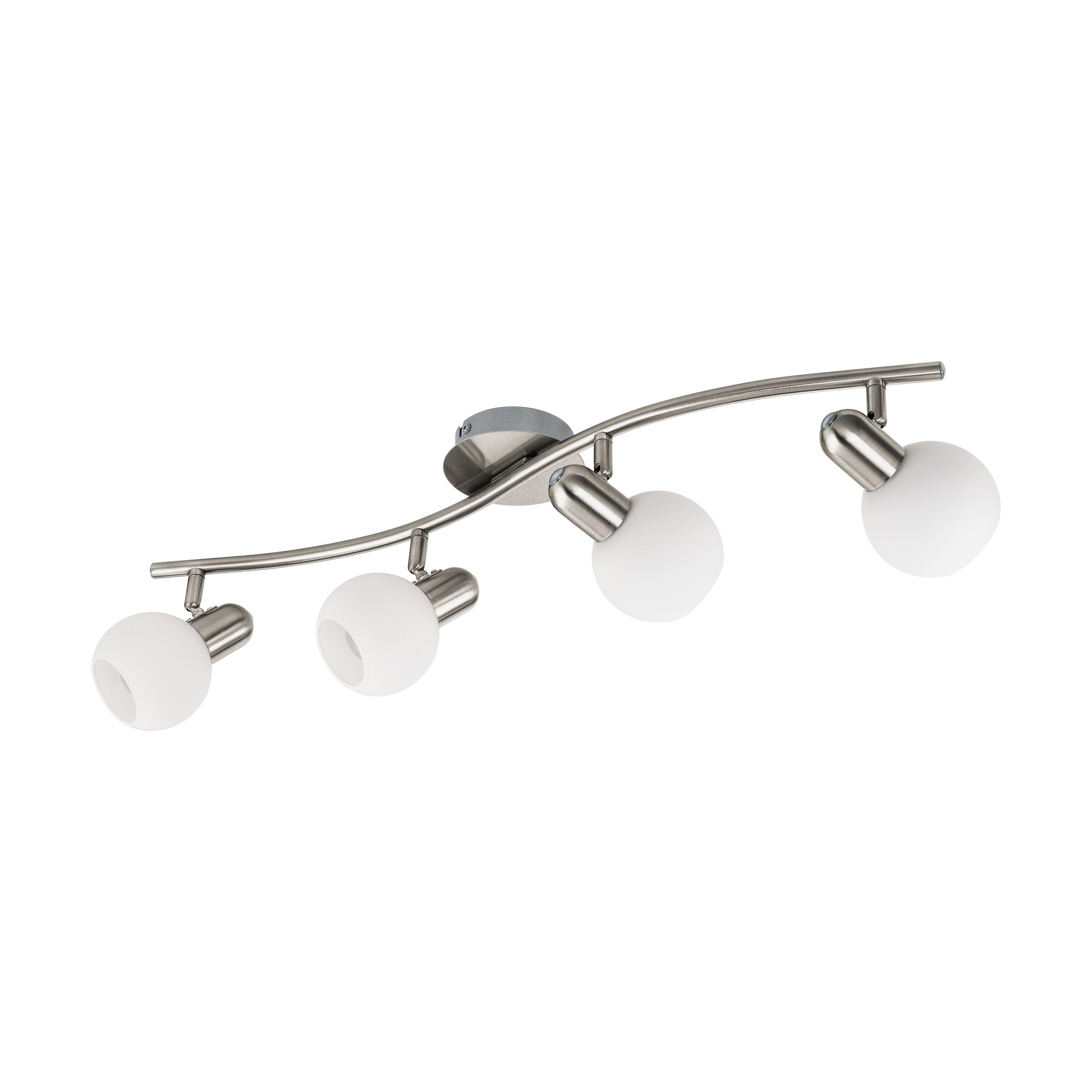 Eglo LED Ceiling Lamp Comba, Ceiling Spotlight, Steel in Matt Nickel, Opal Matt Glass in White E14 Socket