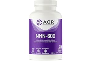 AOR NMN-600mg, 30 Vegan Capsules 30-Day Supply - Non-GMO, Gluten-Free, High-Potency Nicotinamide Mononucleotide - Supports Ce