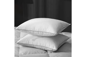 KUSNUG Hotel Feather Pillows King Size Set of 2, Feathers Down Pillows Composite with Mef tek Memory Foam, Firm Bed Pillows with Organic Cotton Cover (White,20"x36")