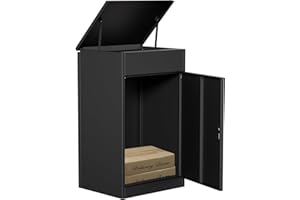 LAYIQDC Package Delivery Boxes for outside,Enlarged 19.7 * 16.1 * 33.5 inches Delivery Box for Packages with Coded Lock,Large Space, Waterproof,Cold-Rolled Steel Drop Box for Porch, Curbside (Small)