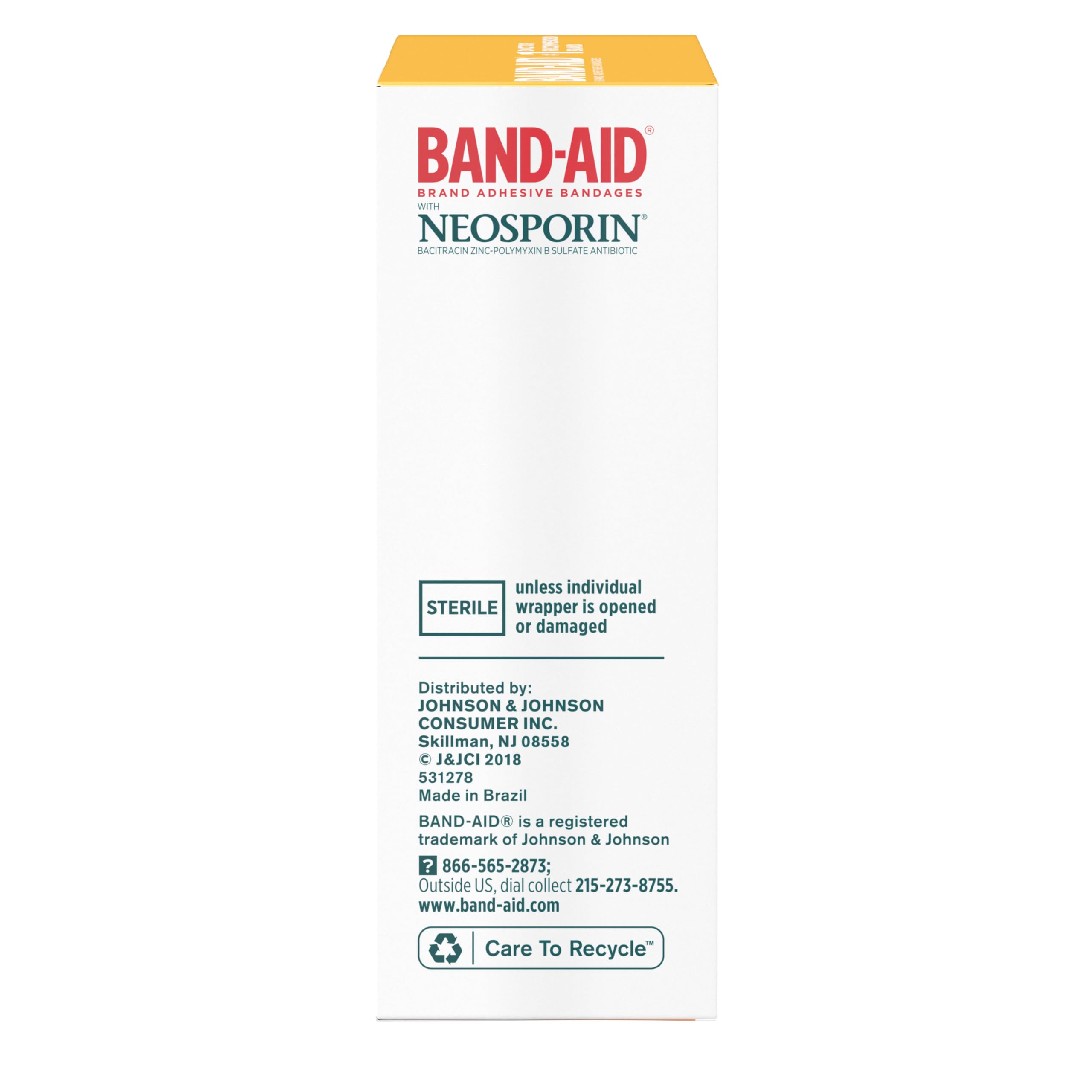 Band-Aid Brand Adhesive Bandages Infection Defense with Neosporin Antibiotic Ointment, Pack of Assorted Sizes, for Wound Care and First Aid, 20 ct