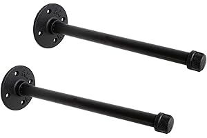 HOME TZH 1/2" Industrial Black Iron Pipe Shelf Brackets, Rustic Wall Mounted DIY Shelving Brackets Hanging Custom Pipe Brackets for Floating Shelves (2, 10")
