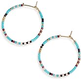 Sonatomber Handmade Boho Colorful Beaded Large Gold Hoop Earrings for Women, Bohemian Seed Beads Circle Hoops Cartilage Hypoallergenic Holiday Prom Jewelry Gift