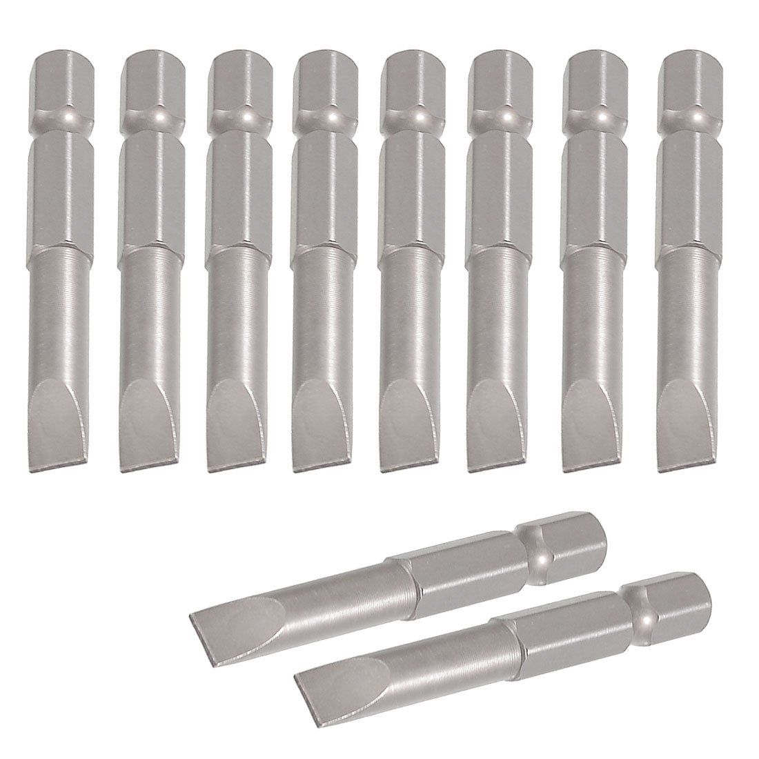 sourcing map 10 Pcs 1/4" x 50mm x 6mm x 6mm Magnetic Slotted Tip Screwdriver Bits
