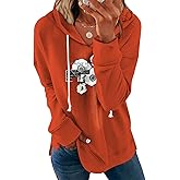 Women's Brown Mandala Print Hoodie Long Sleeve Loose Fit Tunic Top with Drawstring Side Split for Fall Winter