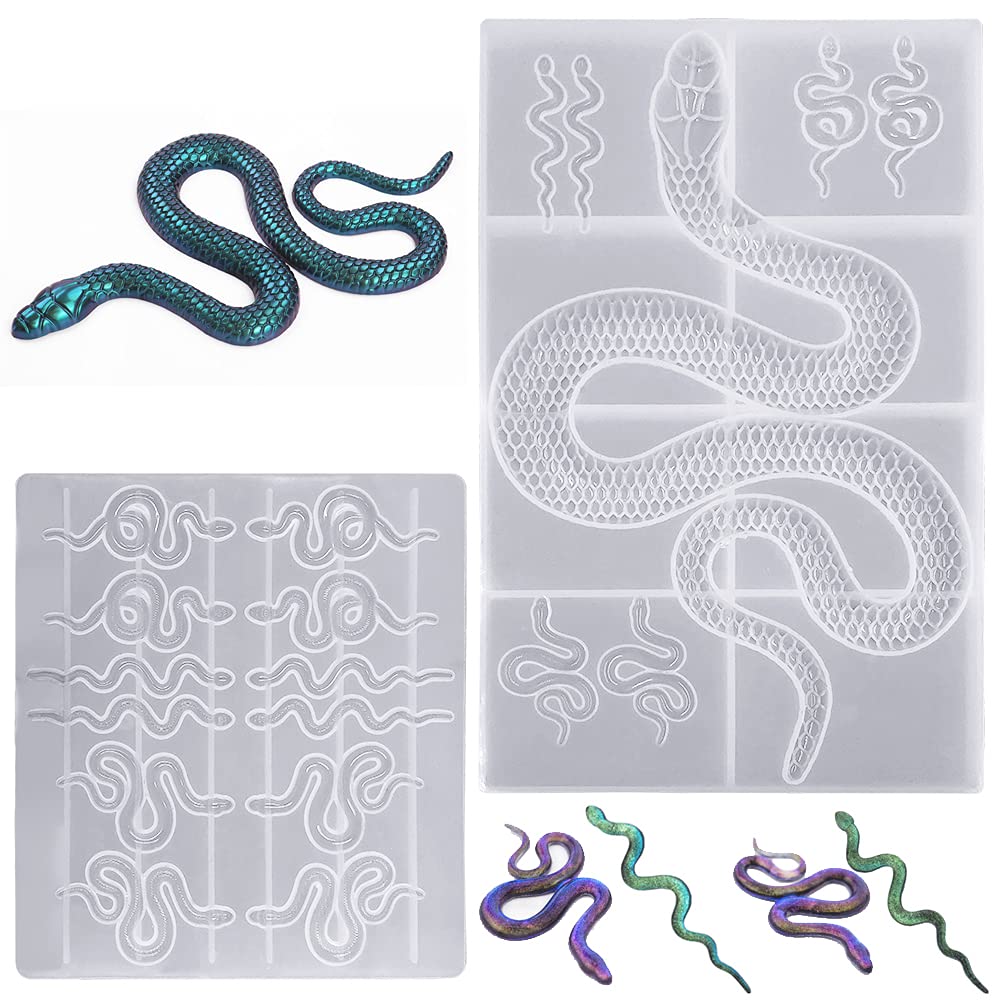 Photo 1 of 2 PCS Snake Epoxy Resin Mold, AFUNTA Earring Silicone Mold Serpent Shape Casting Mold Keychain Resin Mold for DIY Resin Casting Crafts, Women Earrings, Jewelry Making Supplies