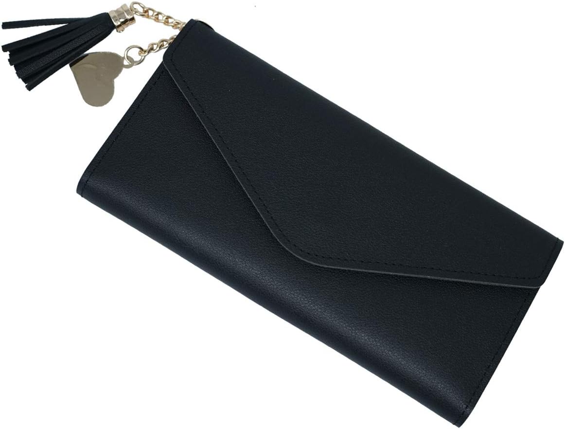 Molylove Long Wallets for Women Ladies PU Leather Credit Card Case ID Window Card Holder Coin Purse (Black)