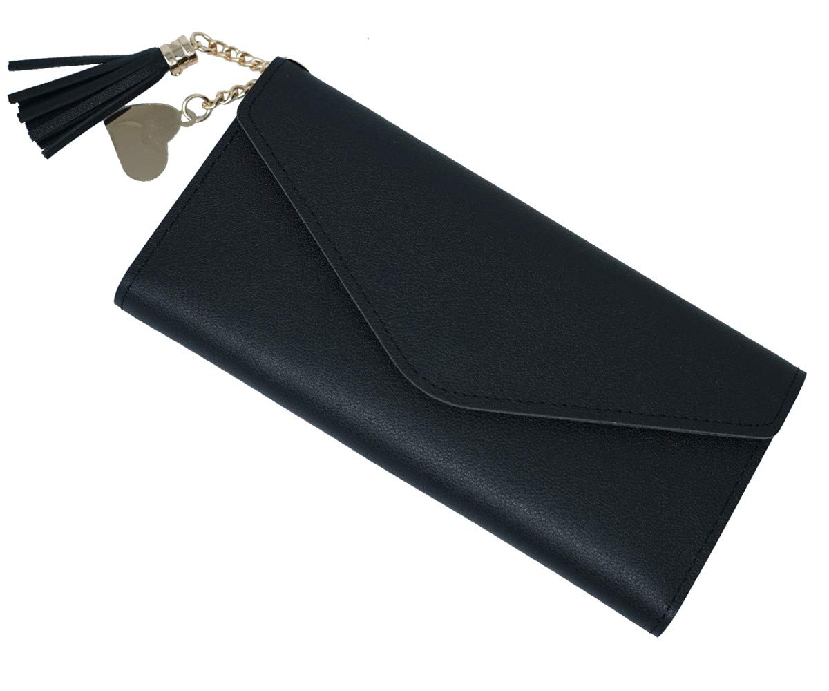 Molylove Long Wallets for Women Ladies PU Leather Credit Card Case ID Window Card Holder Coin Purse (Black)