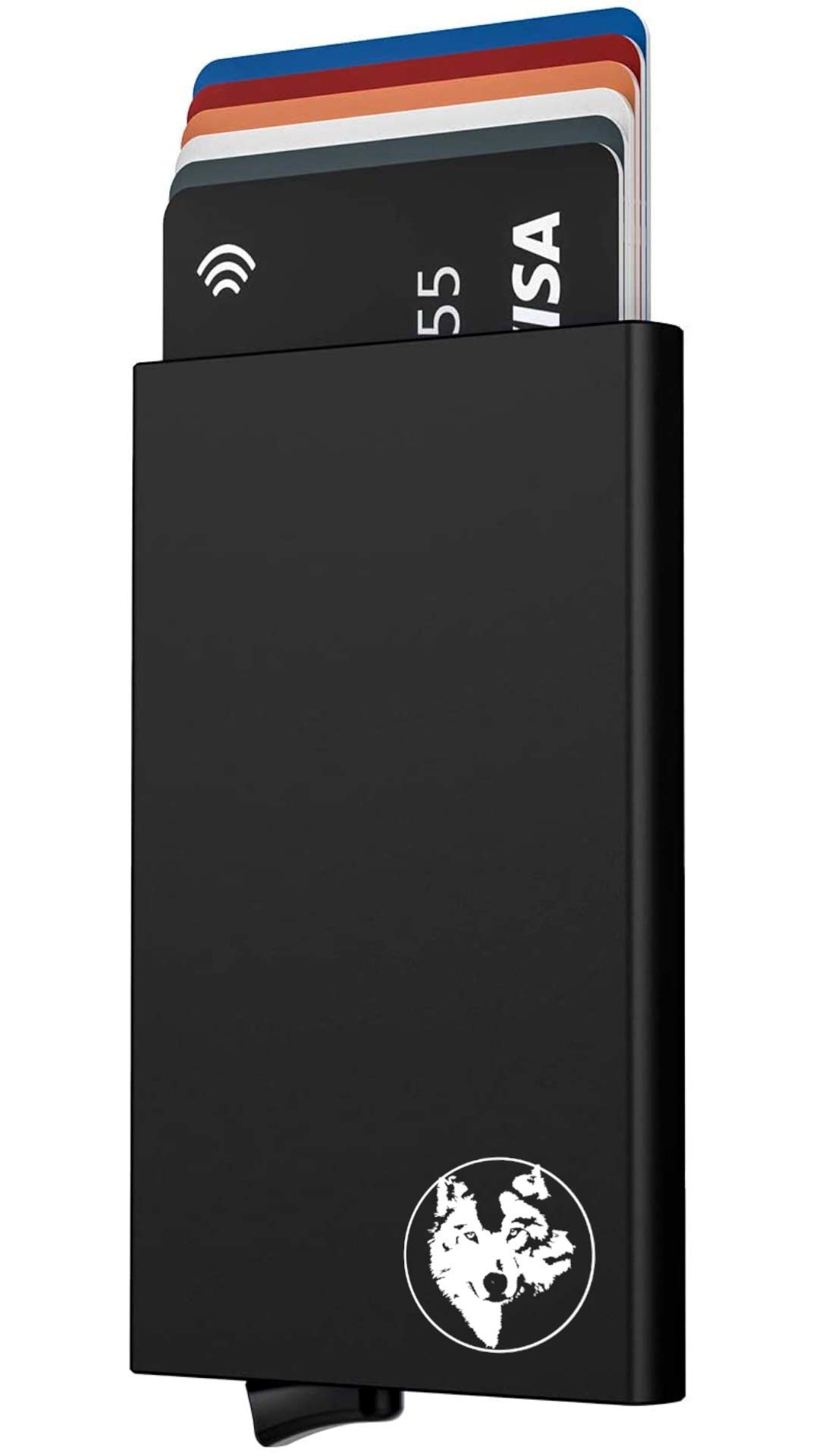 Wolves Yard RFID Blocking, Credit Card Holder, Slim Aluminium Card Holder Pop Up Front Pocket Card Wallet for Men Holds 7 Cards, Black