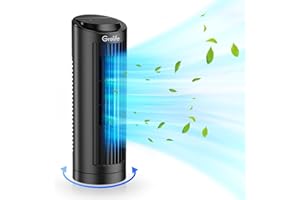 Grelife 13" Bladeless Tower Fan with 70° Oscillation, Touch Screen and Remote Control, 3 Speeds, 4 Wind Modes, 12-Hour Timer - Compact Cooling for Home Office Bedroom