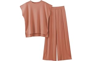 Aedceal Women's Sweater Set 2 Piece Lounge Set Knit Pullover Tops Vest High Waisted Pants Outfits