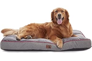 NexHome XLarge Dog Bed with Waterproof Liner & Removable Cover for XLarge Dogs Up to 100lbs,Non-Skid Bottom Design Pet Mat Dogs & Cats Crate Kennel Mat Machine Washable,Grey + Burgundy Trim