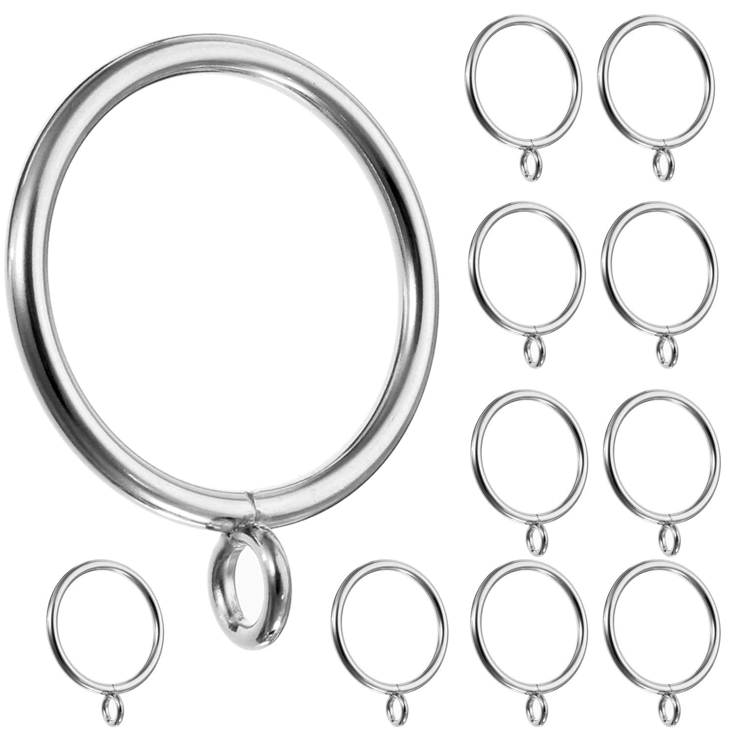 ASelected 50 Pack 38mm Curtain Hanging Rings Metal Curtain Drapery Pole Hooks fit Rods up to 35mm diameter (Sliver)