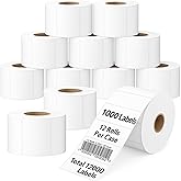 CEPRICO 2.25”X1.25” Direct Thermal Barcode Address Self Adhesive Perforated Waterproof White Sticker Label - Compatible w/Zebra Thermal Printers - FBA Shipping Labels - 12 Rolls (1000 Labels/Roll)
