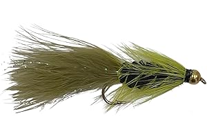 Feeder Creek Bead Head Woolly Bugger Fly Fishing Flies | 12pc Flies for Fly Fishing | 4 Size Assortment Trout Flies 6, 8, 10, 12 (3 of Each Size) Fly Fishing Gear | Streamer Flies