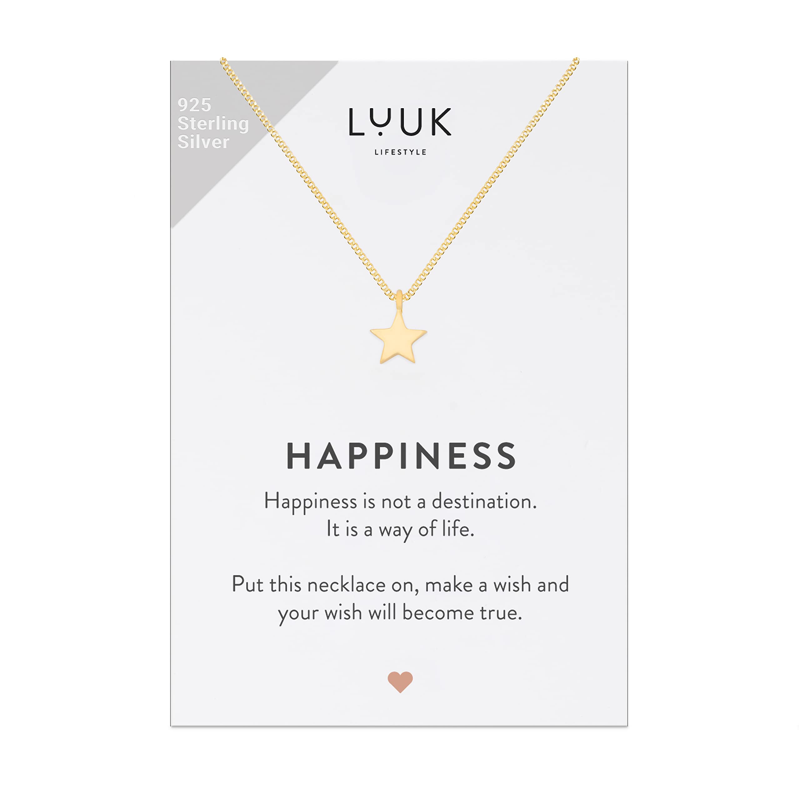 LUUK LIFESTYLE 925 Sterling Silver Pendant Necklace for Women Waterproof 50cm Chain Modern Necklace Gift for Her Gold Star — image 1