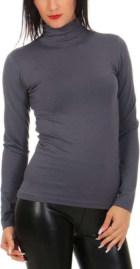 STREET-ONE Rollkragen Basic Shirt für Damen in Schwarz | STREET-ONE