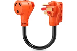 SNOWYFOX Snowy Fox 50 Amp to 30 Amp RV Adapter - 50Male to 30Female RV Electrical Power Adaptors Cable with Innovative 180 Degree Bend Design Easy Ergonomic Handle（18inches）