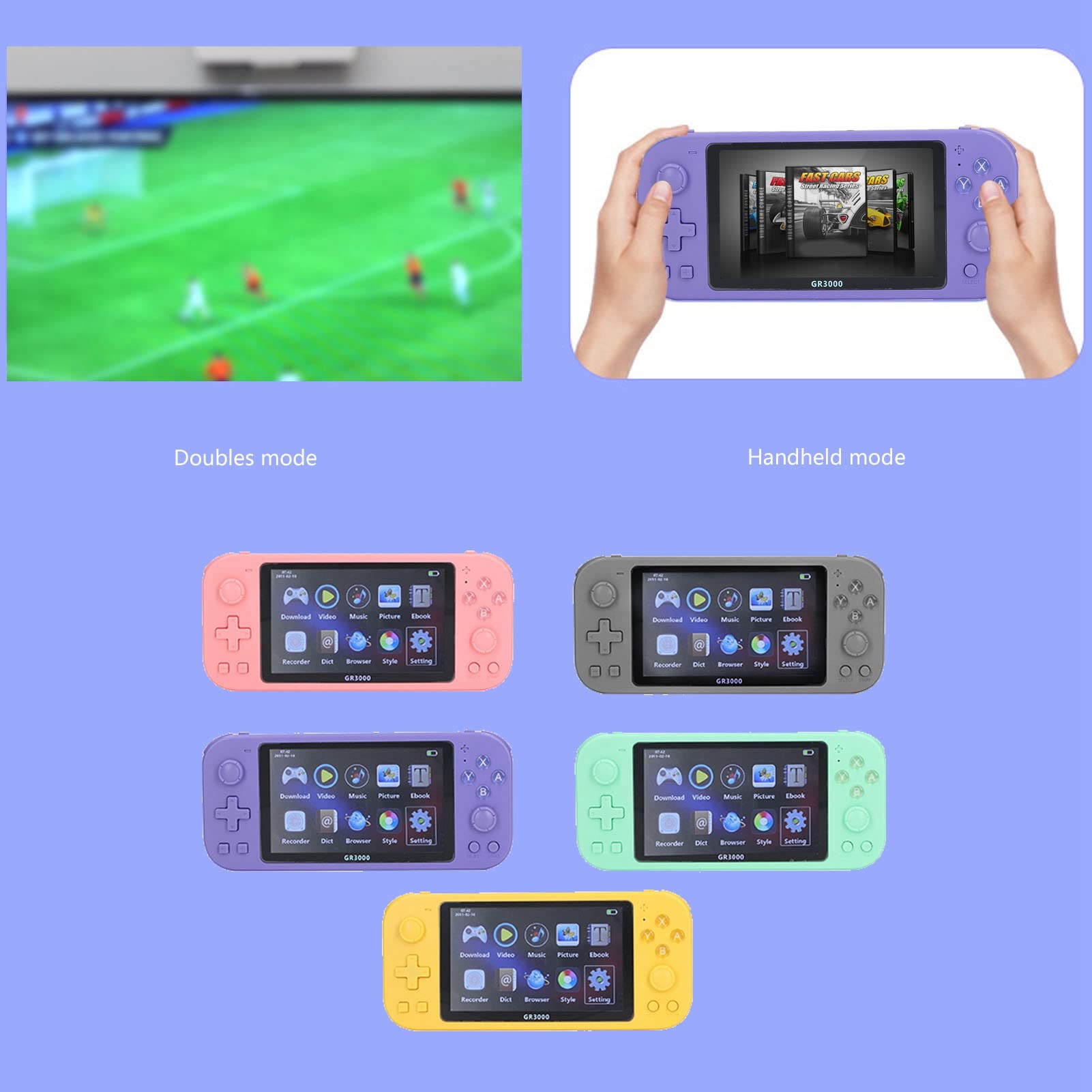 Handheld Game Console, 5.1in HD Game Console Portable Electric Game Player Vintage Game Controller Vintage Game Console for Kids Adults, Handheld Mode & 2 Person Mode (Yellow)