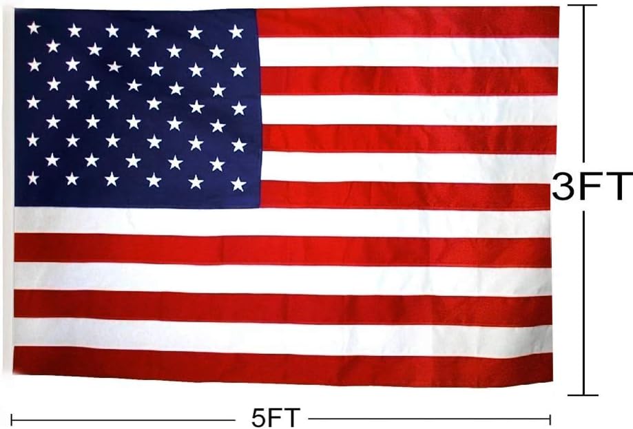 American Flag, Durable Deluxe Embroidered Stars and Double Edge Sewing, Brass Grommets Nylon Garden US Flag Built for Outdoor and Indoor (3x5FT): Garden & Outdoor