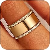 GWH Stackable Rings for Women - 14K Gold Plated Cubic Zirconia Simulated Diamond Oura Stack Rings for Women Size 6-10