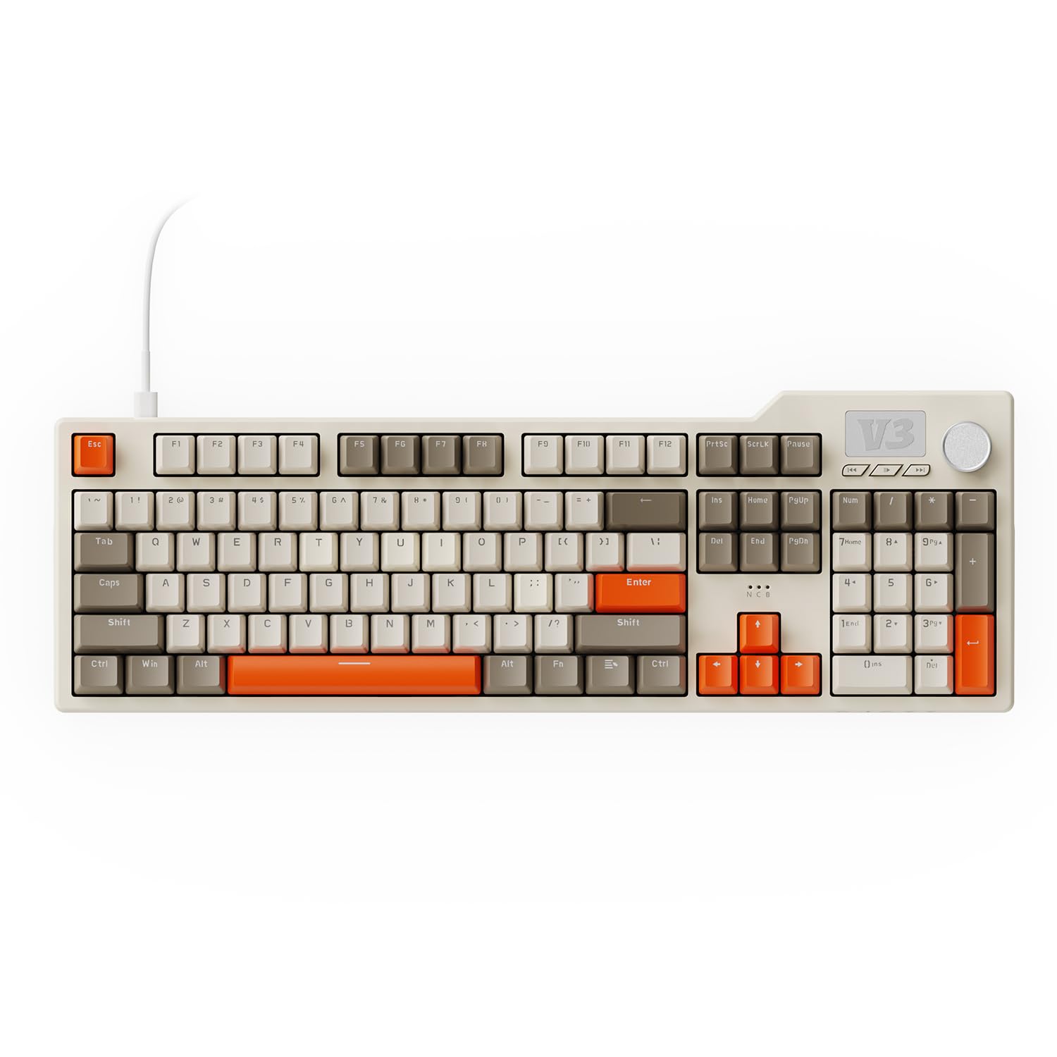 Photo 1 of AJAZZ AK35I V3 104-Key Full Size Wired Gasket Mount Gaming Keyboard with Multimedia Buttons & Knob Control | Five Layer Pad | OEM Profile PBT Keycaps | White Backlit Custom Keyboard