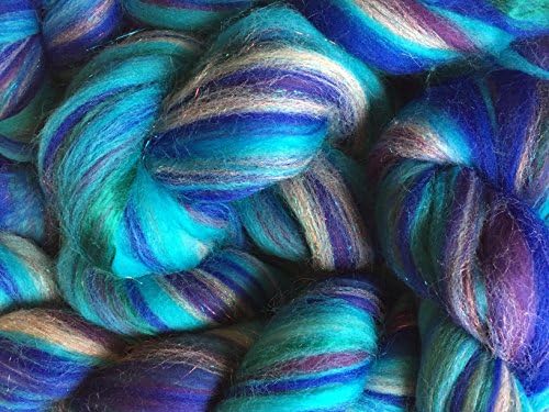 Shimmer Sapphire - Merino Wool/Silk/Trilobal Mix for Needle Felting, Wet Felting & Spinning