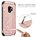 Galaxy S9 Case, BENTOBEN Bling Glitter Samsung S9 Case 2 in 1 Slim Hybrid TPU Bumper Hard PC Cover Coat Sparkly Shiny Cute Faux Leather with Metal Kickstand for Girls Samsung Galaxy S9 Rose Gold/Pink