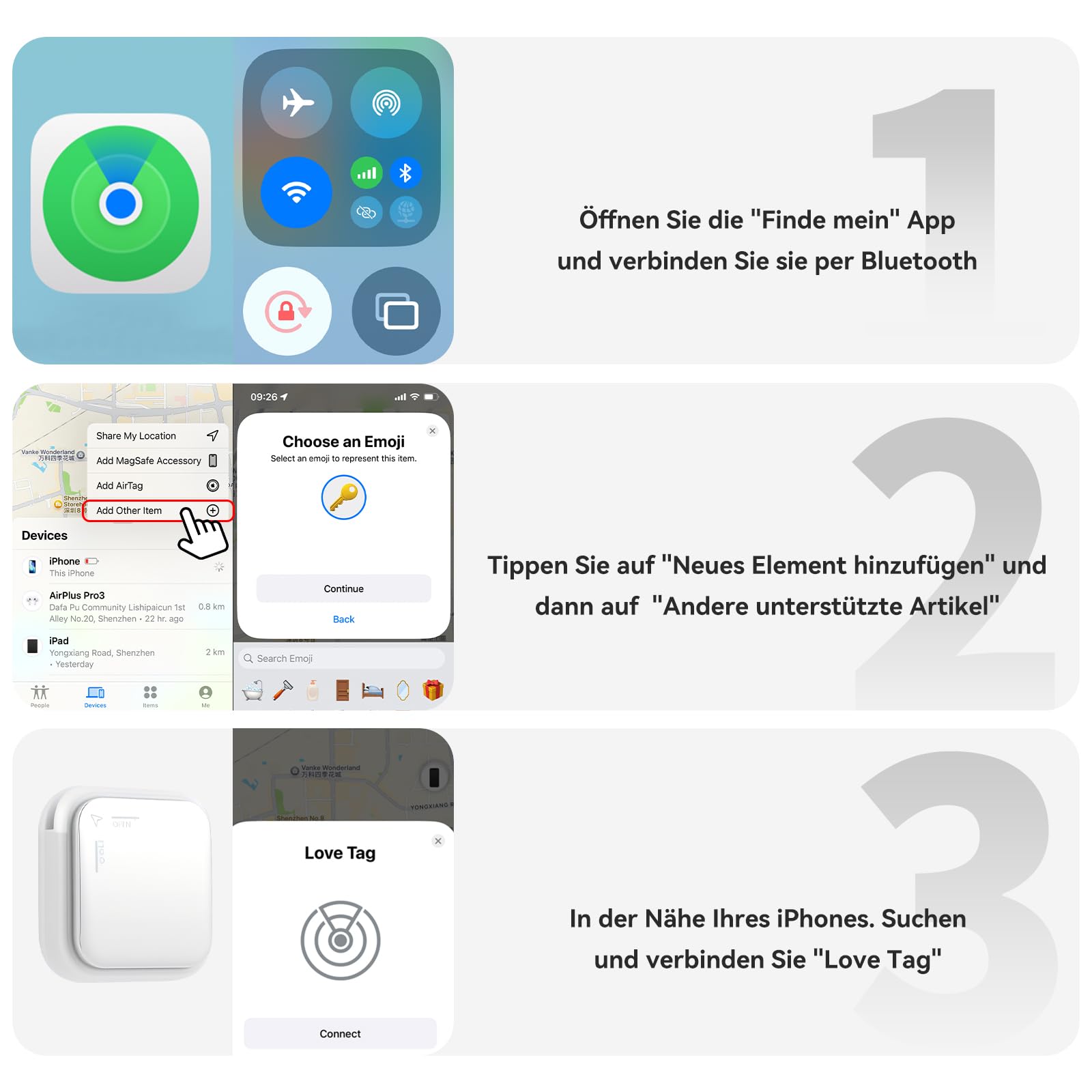 ELUTENG 2 Pack Air Tag Schlüsselfinder für Apple Wo ist APP (Nur iOS), Smart Air Tracker Tag mit Austauschbarer Akku Bluetooth Tracker für Gepäck Taschen Koffer Brieftasche (Weiß) 5