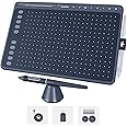 HUION HS611 Graphics Drawing Tablet Android Support Digital Art Tablet with Battery-Free Stylus 8192 Pen Pressure Tilt 8 Multimedia Keys 10 Hot Keys and Touch Ring, 10x6 inch Drawing Pad, Space Grey