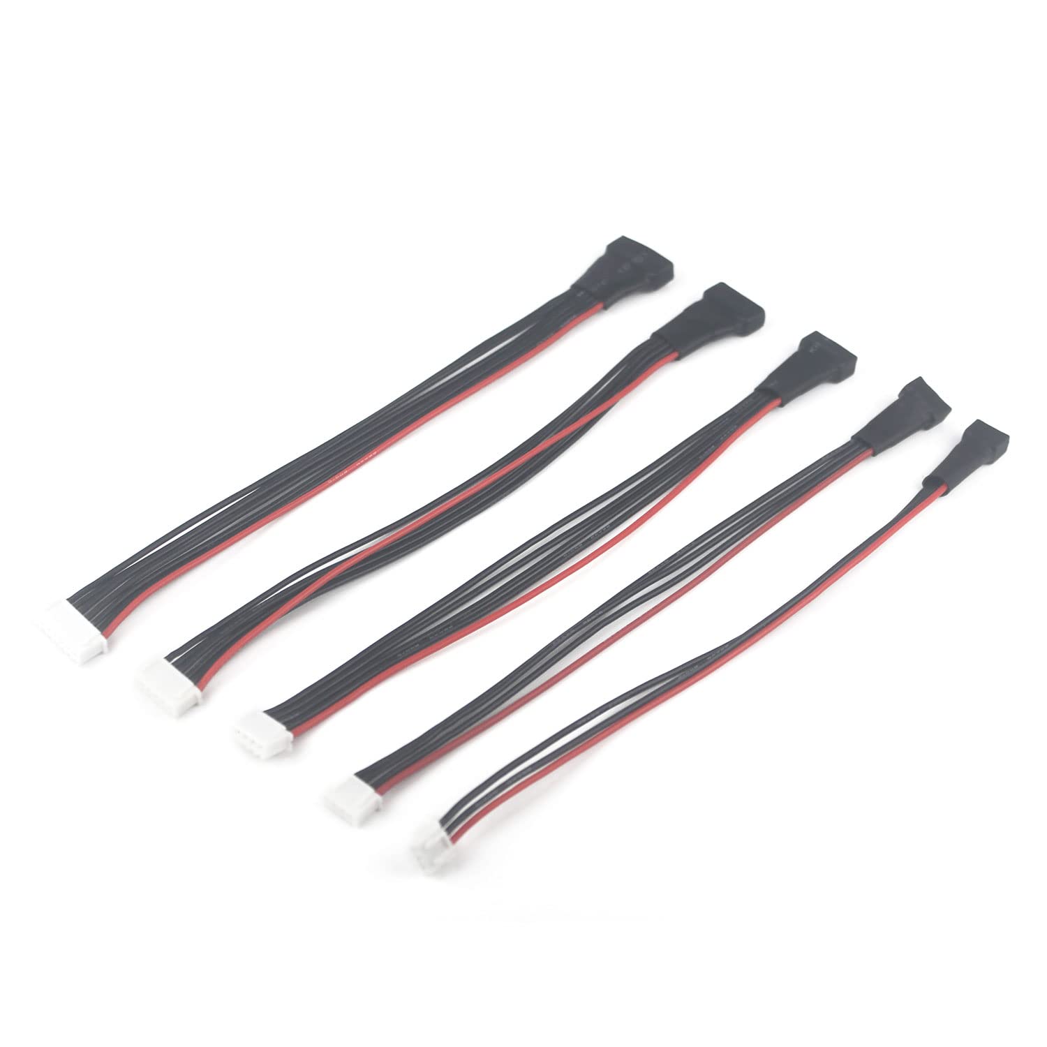 Taikuwu 5-Pack JST-XH Balance Charger Extension Cables 200mm (2S 3S 4S 5S 6S) for LiPo Batteries - High Temp Silicone Wires for RC Drones, Quadcopters & DIY Toys โ image 1