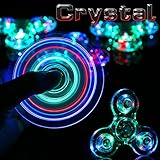 Stryker [TM] Crystal Clear LED Light Acrylic Hand Spinner Fidget EDC ADHD Stress Reducer Focus Anxiety Relief for Adults & Kids Glow in the Dark