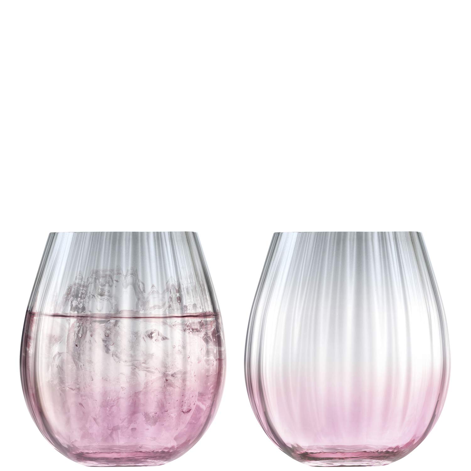 LSA International Dusk Tumbler 425ml Pink/Grey | Set of 2 | Mouthblown & Handmade Glass | Hand Painted | DU02