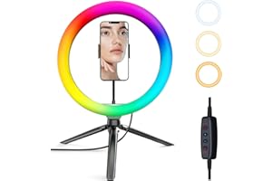 Vitano Ring Light with Tripod Stand, 10''Selfie Light, RGB Ring Light Tripod, Stepless and Dimmable LED Ring Light fo YouTube/Makeup/Live Stream/Photography