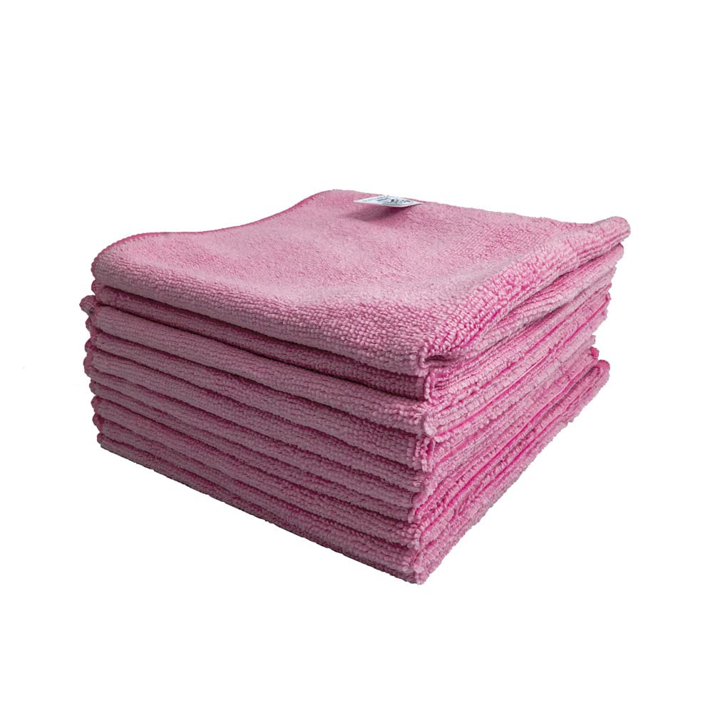 Optima Proclean Shine Microfibre Cleaning Cloth, Pink, Pack of 10, Large Size: 40x40cm. Super Soft Low Lint Streak Free Washable Cloth Duster for Kitchen, Bathrooms, Surfaces, Mirrors, Car — image 1