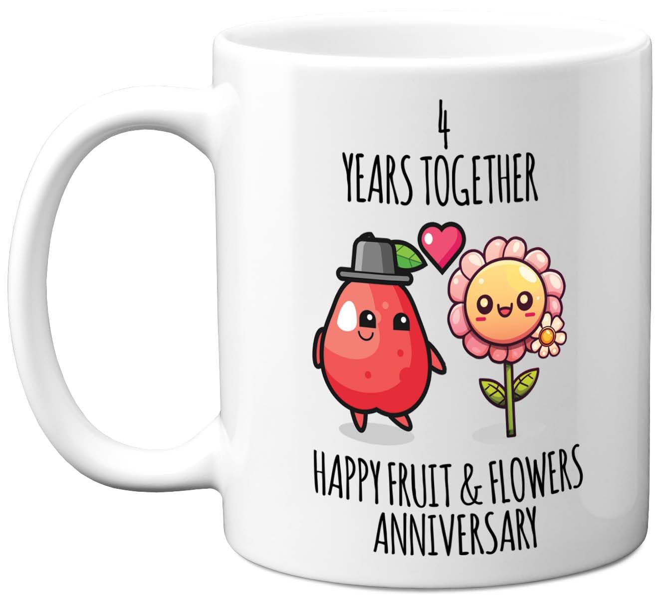 Stuff4 4th Anniversary Mug Gift for Men Women - 4 Years Together - Happy Linen Anniversary Wedding for Husband Wife Son Daughter Brother Sister, 11oz Ceramic Coffee Mugs Gifts